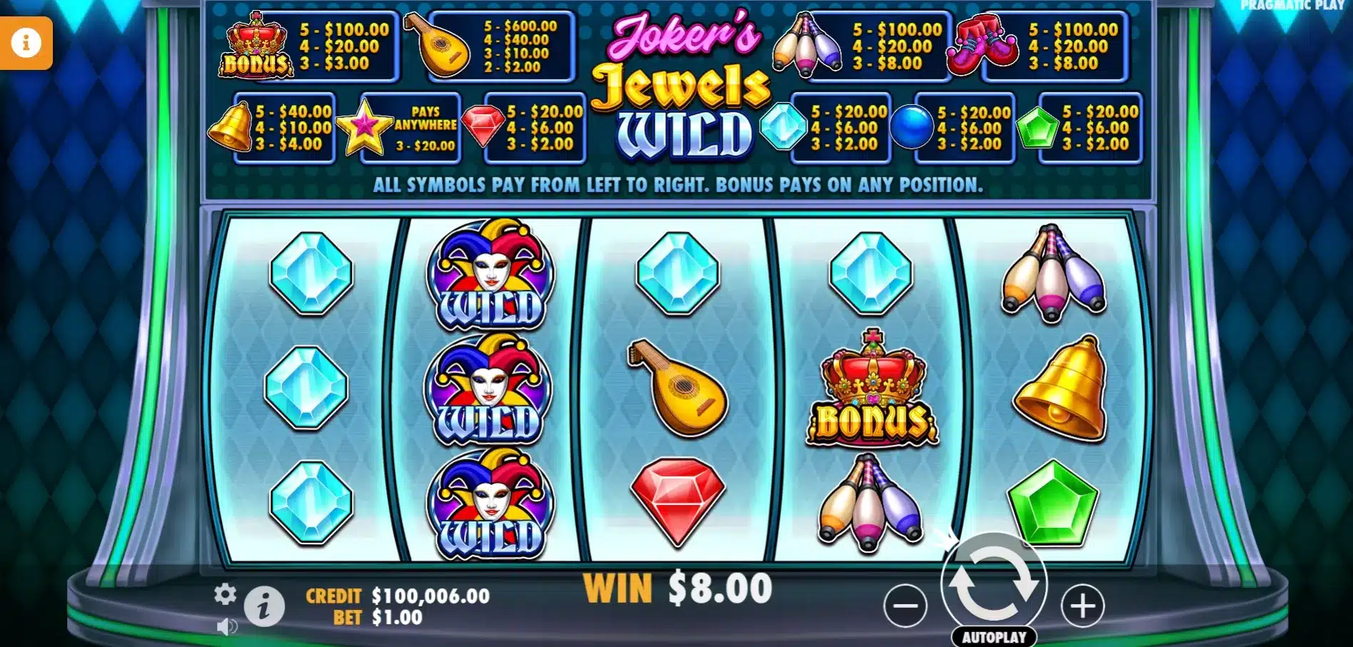 Joker's Jewels Wild Pragmatic Play Pin Up Chile