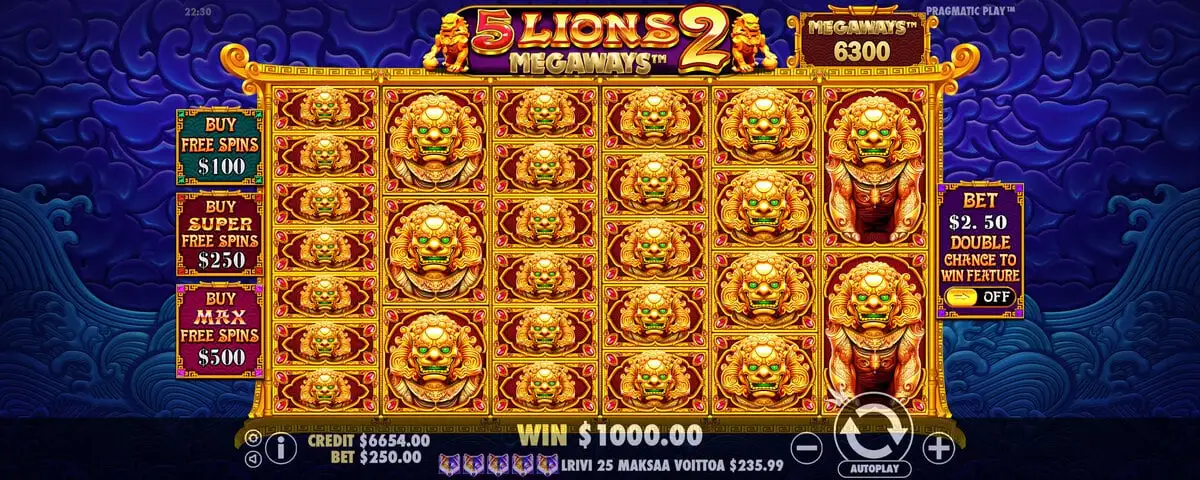 5 Lions Megaways gameplay &mdash; le&oacute;n dorado tem&aacute;tica china con 117.649 formas de ganar Pin Up Chile