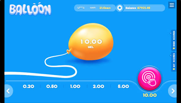 Balloon gameplay &mdash; globo inflado con multiplicador creciendo antes del pop Pin Up Chile