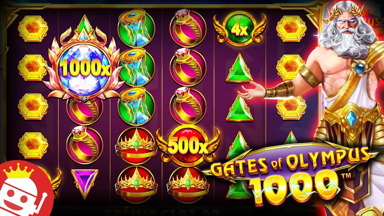Gates of Olympus 1000 gameplay &mdash; parrilla 6x5 con multiplicadores de Zeus flotando sobre s&iacute;mbolos Pin Up Chile