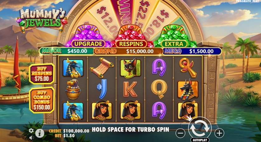 Mummy's Jewels gameplay &mdash; sarc&oacute;fago dorado abriendo para revelar el expansive symbol del bonus Pin Up Chile